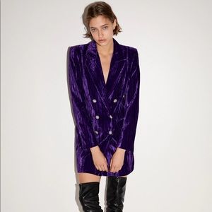 Zara VELVET BLAZER DRESS BEJEWELED BUTTONS NEW